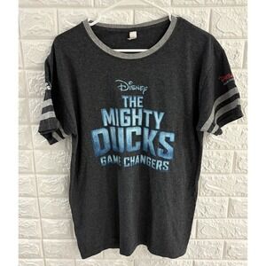 DISNEY MENS SHIRT SIZE MEDIUM THE‎ MIGHTY DUCKS GAME CHANGERS SHORT SLEEVE GRAY